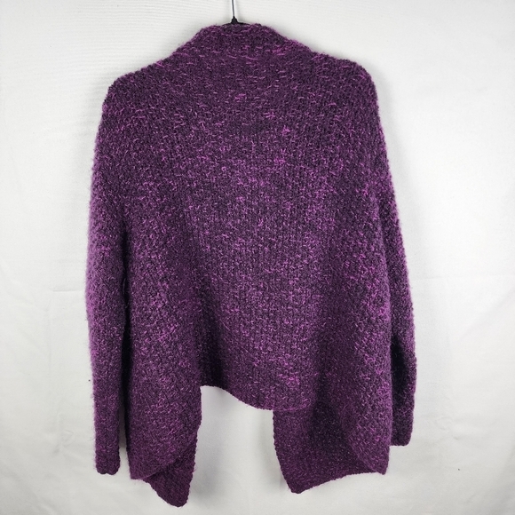 Eileen Fisher Purple Marled Wool/Mohair Knit Open Front Cardigan SIZE Medium - Picture 2 of 6